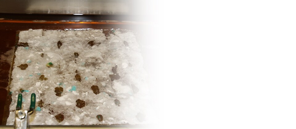 Close-up of nonwoven material, made at 3M and used to adsorb oil and other spills